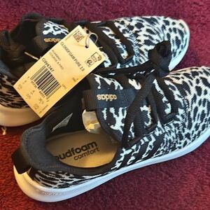 adidas Cloudfoam Leopard Print Black White Shoes